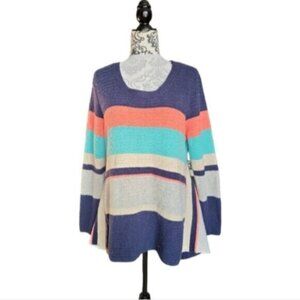 PAPILLON Apricot / Navy Stripe Sweater Sz Large